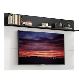 Painel c/ Suporte TV 65" e Prateleira Amsterdã Plus Multimóveis Branco/Preto