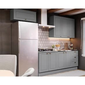 Kit De Cozinha Modulada 5 Peças Americana (2 Aéreos. 2 Balcões, 1 Complementos) Cinza - Henn