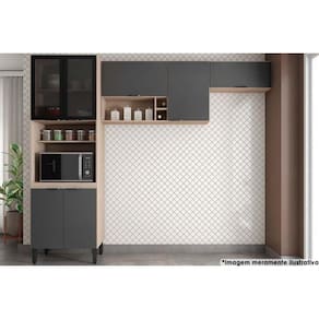 Cozinha Modulada Completa Firenze 3 Peças (2 Aéreos+1paneleiro) Cp07 Avena/grafito - Demóbile