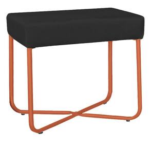 Puff Decorativo Unna Base Bronze Veludo Preto - Montanaris Decor