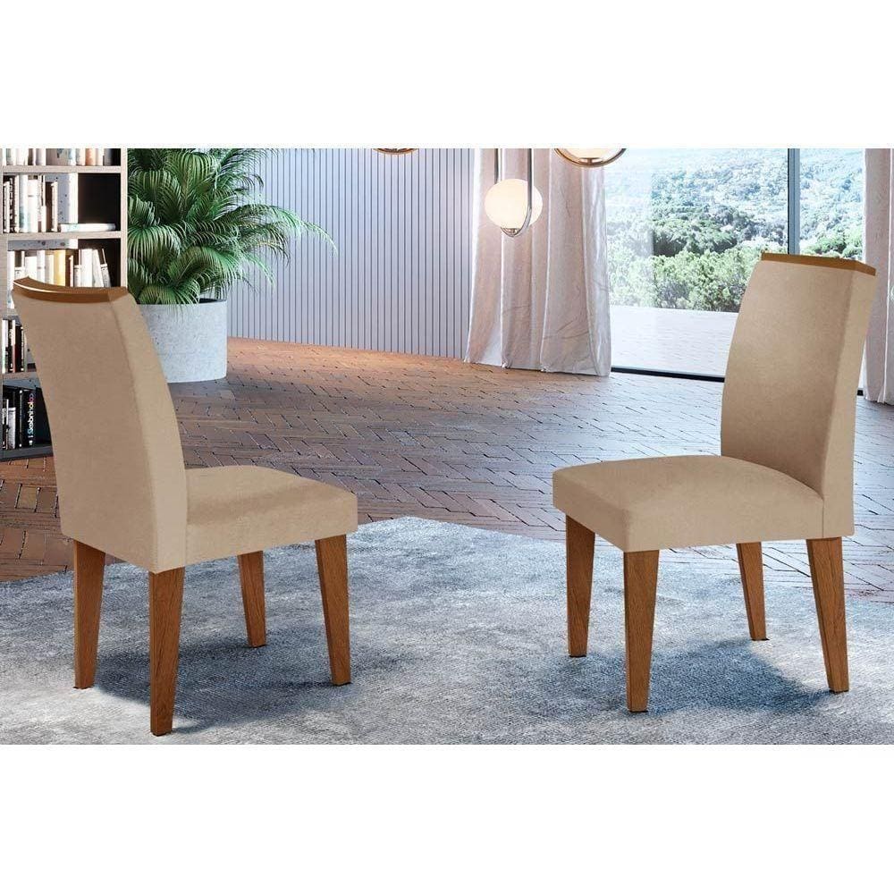 Cadeira Sala De Jantar Lunara Kit 2 Un Imbuia/linho Bouclê Creme - Rufato