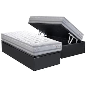 Cama Box C-auxiliar Solteiro: Colchão Herval Maxspring Petra C1662 + Base Crc Suede Gray(88x188x33)