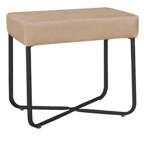Puff Decorativo Unna Base Preto Veludo Bege - Montanaris Decor