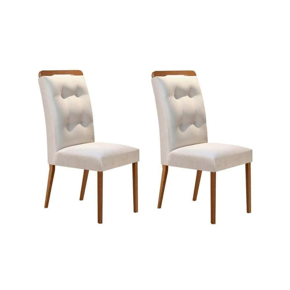 Cadeira Sala De Jantar Imperatriz Madeira Kit 2 Un Capuccino/veludo Creme - Rufato