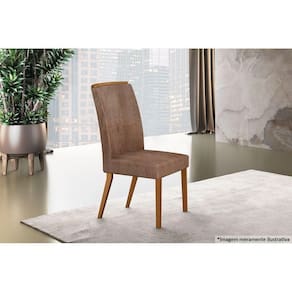 Cadeira Sala De Jantar Lunara Madeira Kit 2 Un Capuccino-veludo Creme - Rufato