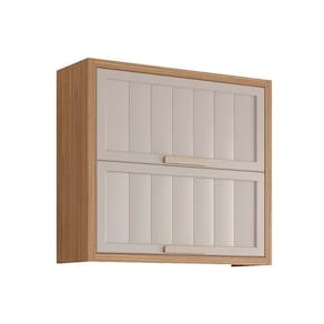 Armário De Geladeira P- Cozinha Estela C-2 Portas Basculantes Ripada 80 Cm Freijo-off White - Mgm