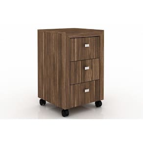 Multiuso Escritório Me4108 C/ 3 Gavetas E Rodízios Nogal - Tecno Mobili
