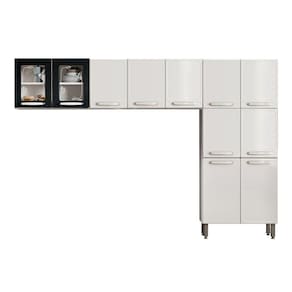 Cozinha Compacta Evidence 3 Peças (2 Armários + 1 Paneleiro) Cpt52 Branco/Preto - Bertolini