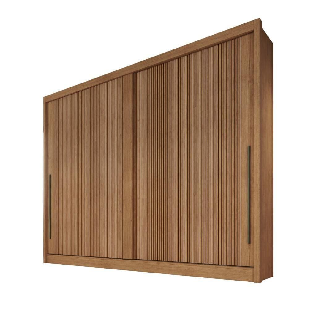 Guarda Roupa 100% MDF 2 Portas 6 Gavetas Cumaru Ripado 3D