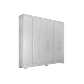 Guarda Roupa Casal 6 Portas E 4 Gavetas C- Espelho E Pés Milly Branco - Novo Horizonte