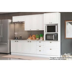Kit De Cozinha Modulada 7 Peças Americana (2 Aéreos. 2 Balcões, 1 Paneleiro, 2 Complemento) Branco - Henn