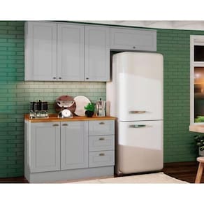Kit De Cozinha Modulada 4 Peças Americ2 Aéreos. 1 Balcão, 1 Complemento Cinza