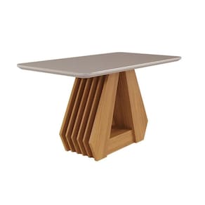 Mesa De Sala Jantar ágata C-tampo Madeirado Vidro 130x80cm Nature-off White - Cimol