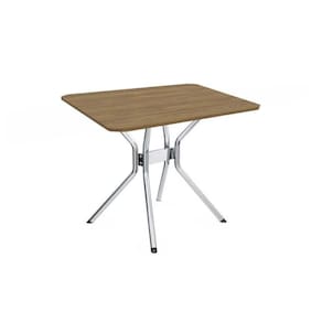Mesa De Sala Jantar Loire Aço C-tampo Madeirado 90x90cm Nogueira-cromada - Kappesberg