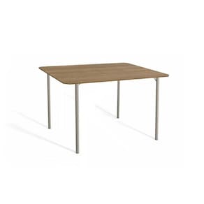 Mesa De Sala Jantar Sena Aço C-tampo Madeirado 136x90cm Niquel-nogueira - Kappesberg