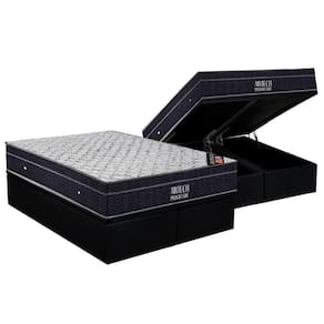 Cama Box Baú King: Colchão Molas Bonnel Ortobom Nanolastic Airtech Progressive + Base Crc Suede Black(193x203)