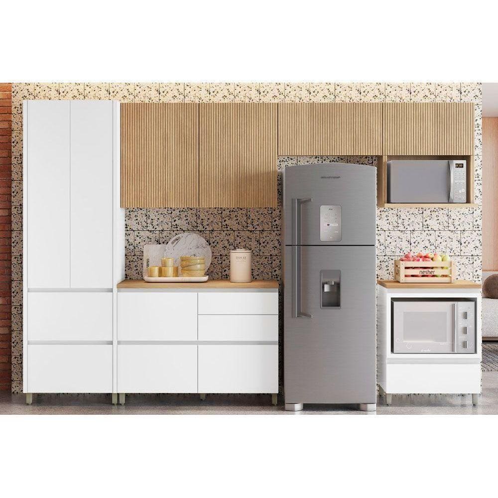 Cozinha Completa Rainha Gourmet 6 Peças (3aéreos+2balcões+1paneleiro) C6p01 Branca-nature - Nesher
