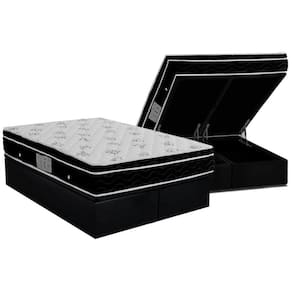 Cama Box Baú King: Colchão Molas Bonnel Ortobom Nanolastic Physical Spring + Base Crc Courano Black(186x198)
