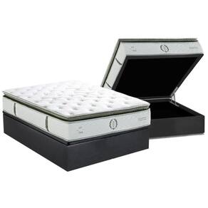 Conjunto Box Baú Casal: Colchão Molas Ensacadas Imperatore Gold Pillow Top + Base Crc Suede Gray