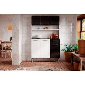 Kit De Cozinha Compacta Dona Maria C- 6 Portas E 1 Gaveta 105cm Branco-preto - Bertolini