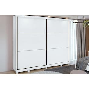 Guarda Roupa Casal 2 Portas De Correr E 6 Gavetas C/ Pés Toronto Branco - Lopas