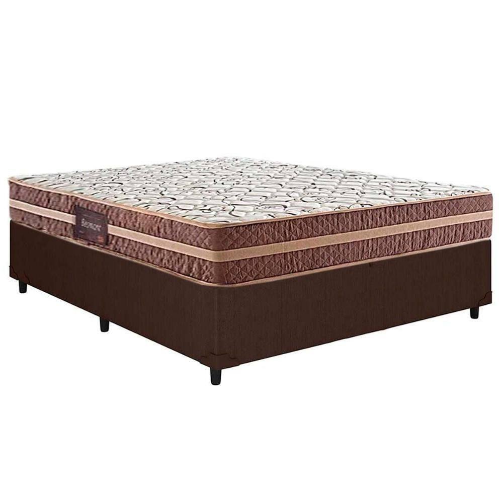Conjunto Box Casal: Colchão Anatômico Herval D28-ag65 Bermont + Base Crc Courano Brown(138x188)