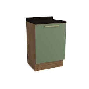 Gabinete De Cozinha Modulado Balcão Botanic M629 1 Porta C-tampo 60cm Nogueira-oliva-preto - Kappesberg
