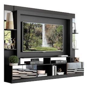 Estante com Espelho e Suporte para TV até 65" Multimóveis Oslo FG3381 Preta/Madeirada