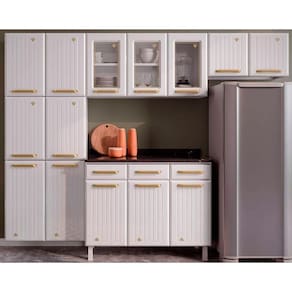Kit De Cozinha Compacta Diamante Smart Aço 4 Peças (2aéreo+1balcão+1paneleiro) Cz72 Branco - Telasul