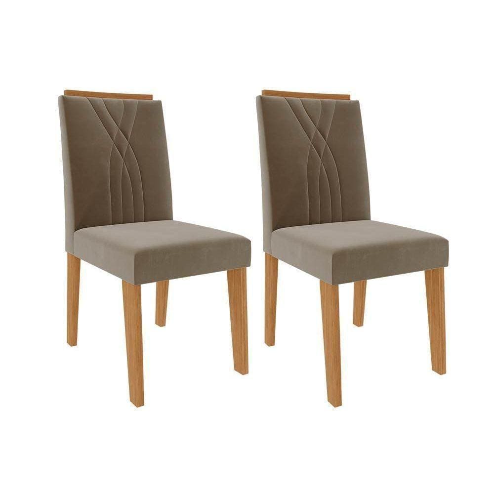 Kit 2 Cadeiras Sala Jantar Nicole 2 Un Nature-suede Joli - Cimol