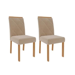 Kit 2 Cadeiras Sala Jantar Fernanda Madeira 2 Un Madeira-off White Suede-nude - Cimol