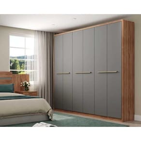 Guarda Roupa Casal 6 Portas E 3 Gavetas Belmont 1154 Freijo C- Cinza Titanio - Carraro