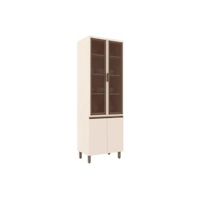 Paneleiro De Cozinha Connect Cristaleira C-4 Portas C-2 Vidro 71x51x220cm Off White - Henn
