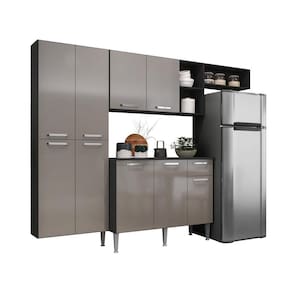 Armário de Cozinha Compacta Multimóveis Pequim Sun FG3000 Preta/Lacca Fumê