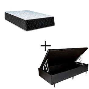 Cama Baú Solteiro 88 Tecido Sintético Preto Com Colchão Marrocos - Poliéster - Espuma D33 30cm