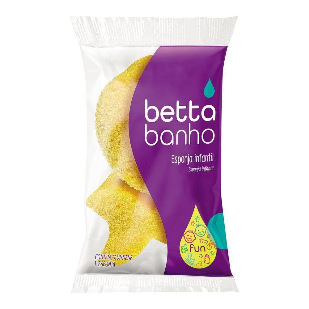 Esponja De Banho Infantil Slow Fun Bettabanho Amarela - Bettanin