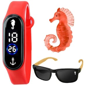 Relógio Prova Dagua Infantil Digital + Oculos Proteção Uv Menino Resistente Qualidade Premium Verão
