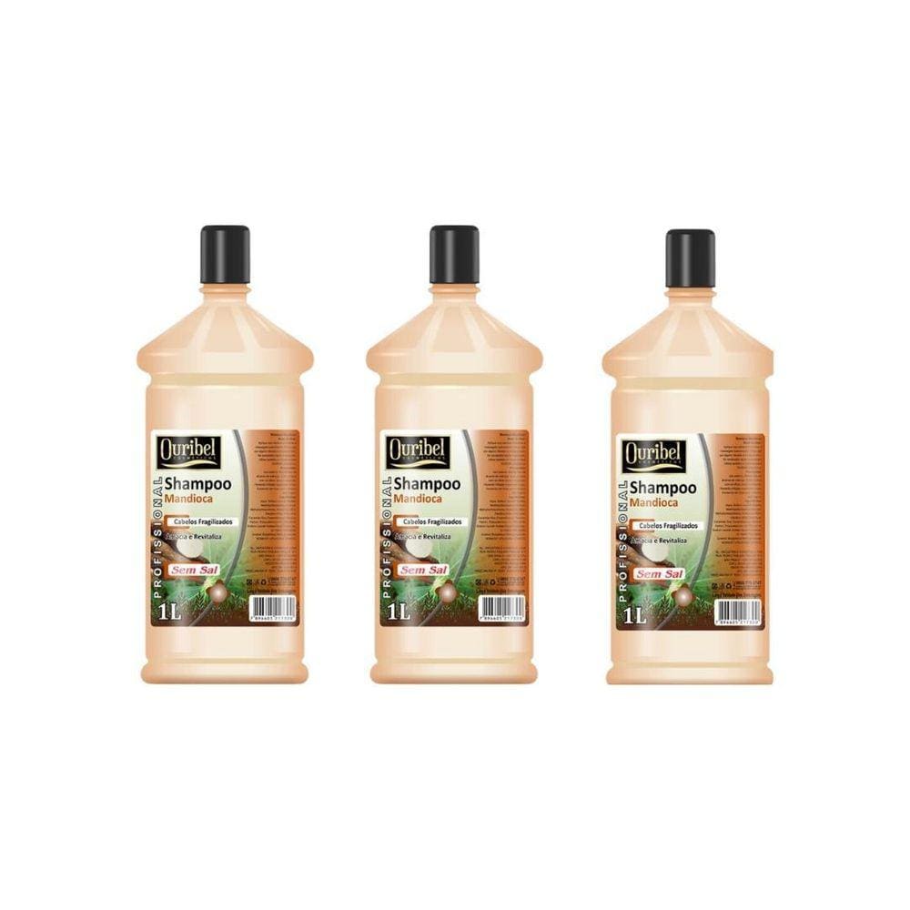 Shampoo Ouribel 1000Ml Mandioca Kit C/3Un