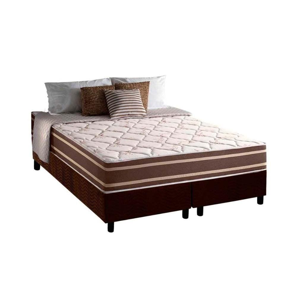 Conjunto Box Queen: Colchão Molas Anjos Masterpocket Ensacadas Duo Sono+ Base Crc Suede Brown