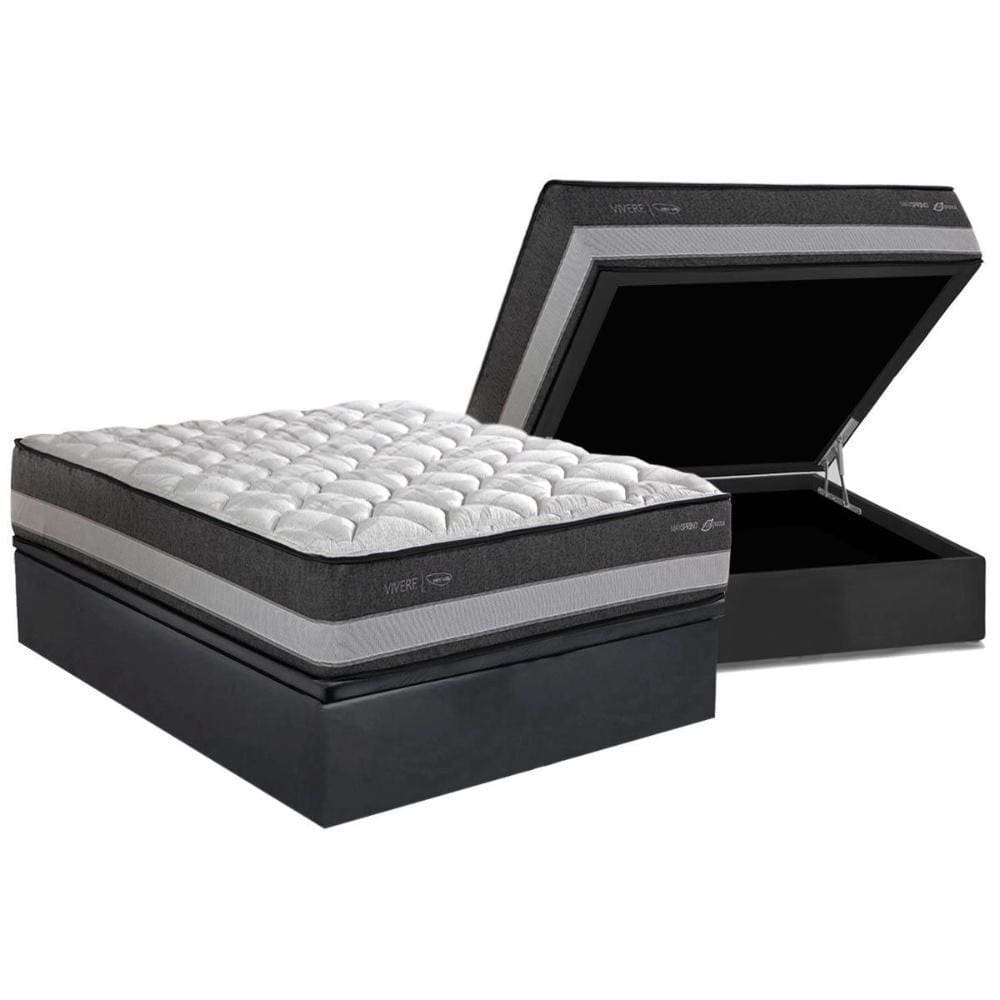 Cama Box Casal: Colchão Molas Bonnel Maxspring Minsque C1625 + Base Box Baú Crc Suede Gray