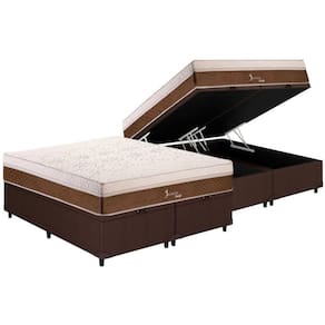 Conjunto Box Baú King: Colchão Molas Polar Ensacadas Jasmim + Base Crc Courano Brown(193x203)