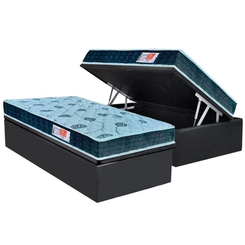 Conjunto Box Baú Solteiro: Colchão Espuma Orthoflex D45 Comfortpedic + Base Crc Courano Gray(88x188)