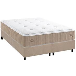 Cama Box Queen: Colchão Molas Bonnel Maxspring C1631 Base Crc Suede Clean(158x198x32)