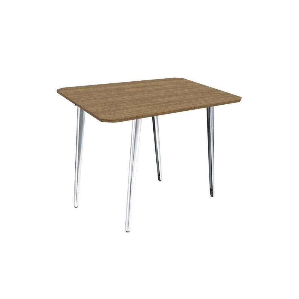 Mesa De Sala Jantar Iguaçu Aço C-tampo Madeirado 90x90cm Cromada-nogueira - Kappesberg