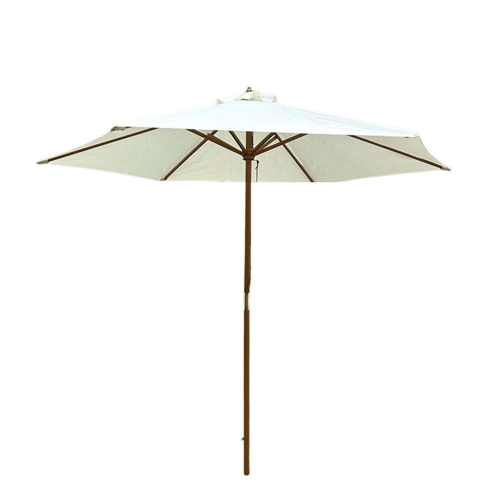 Ombrelone Central de Madeira 3,00 metros Redondo Guarda Sol Piscina Praia Jardim Grande Importway