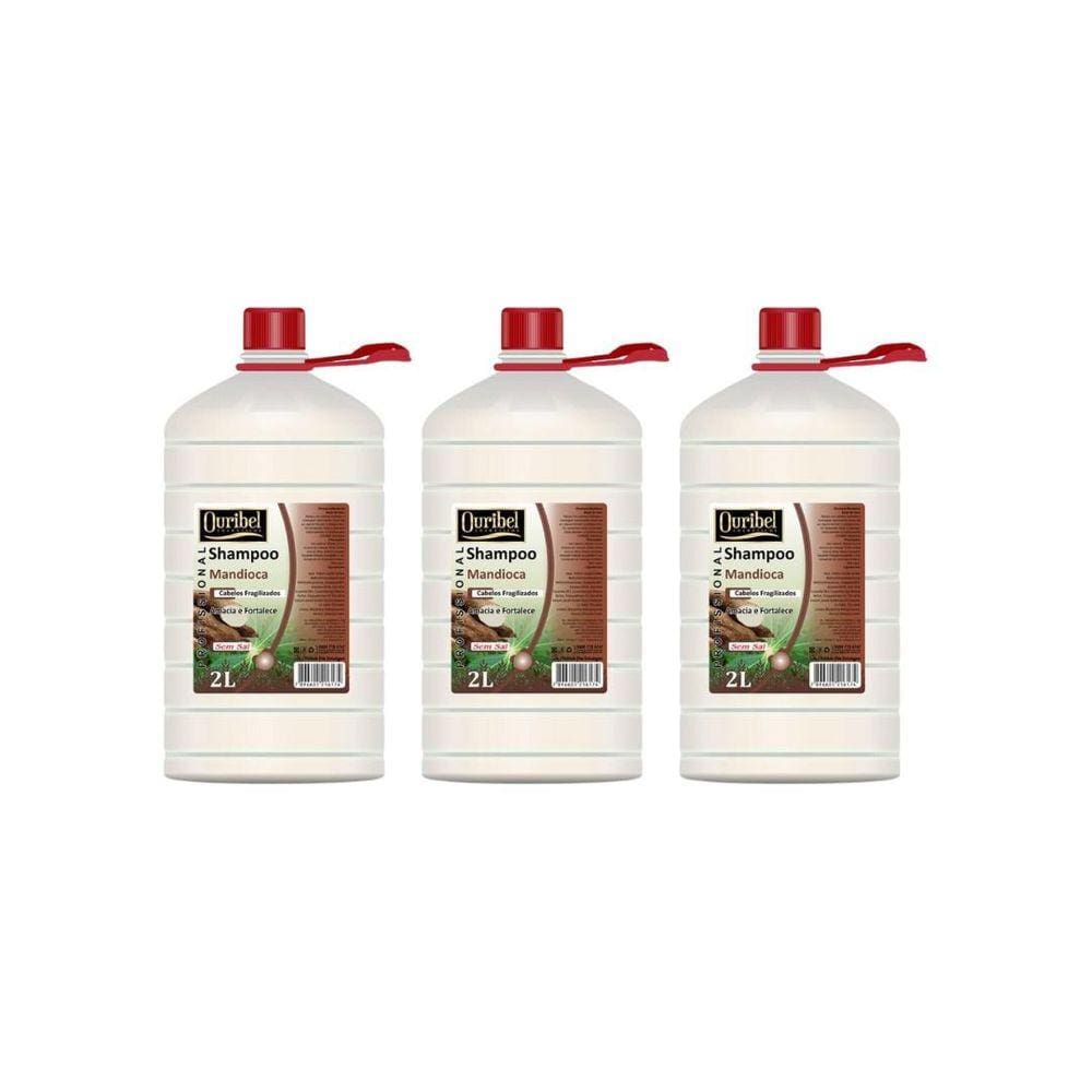 Shampoo Ouribel 2000Ml Mandioca - Kit C/3Un
