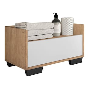 Gabinete Armário Banheiro 80 cm c/ Pés Quadrados Multimóveis Rustic/Branco/Preto