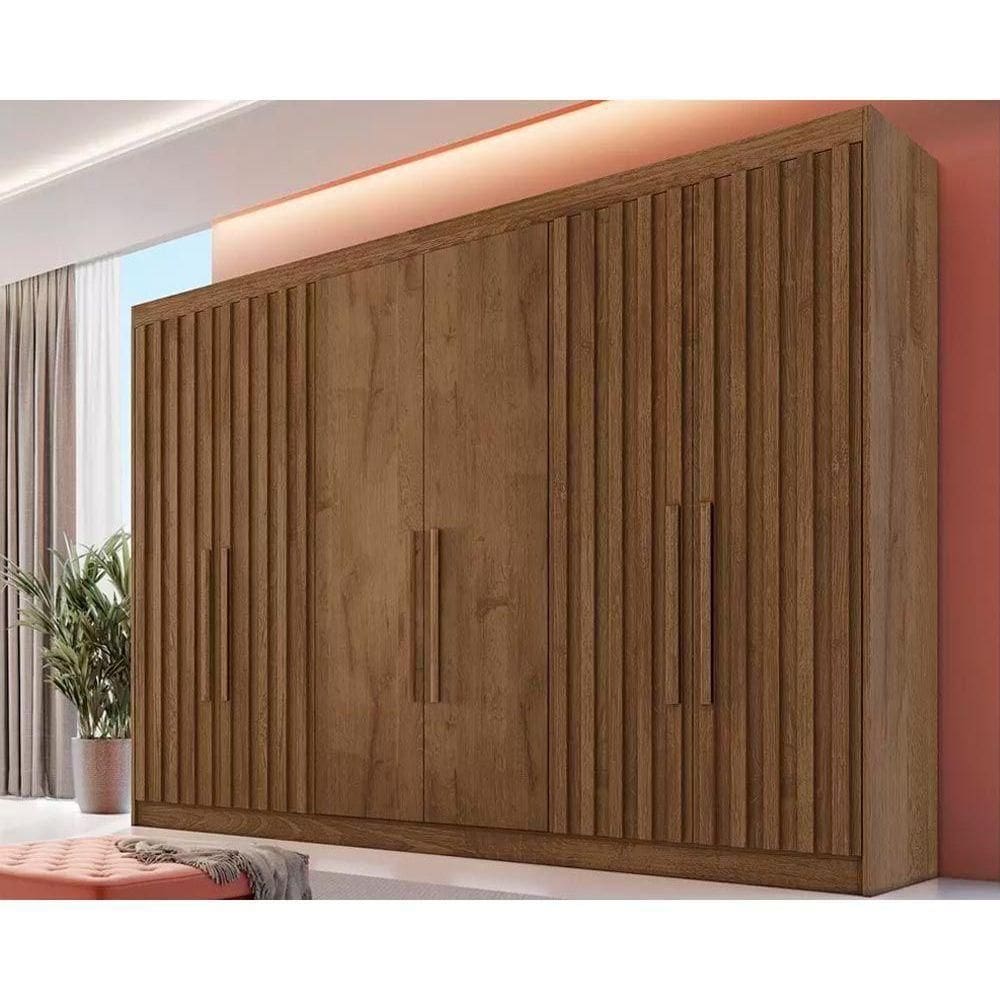 Guarda Roupa 6 Portas E 6 Gavetas C- 4 Ripadas Potente Braúna - Europa