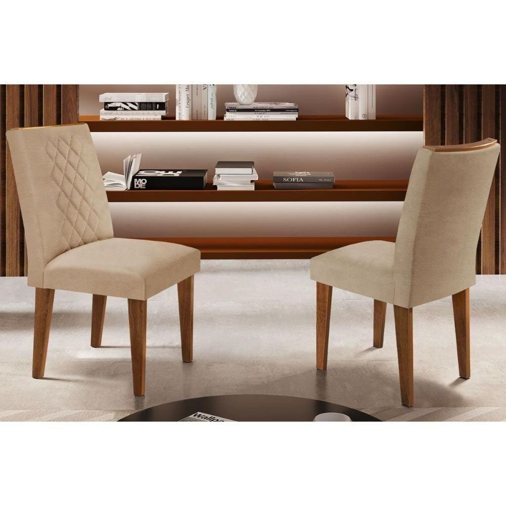 Cadeira Sala De Jantar Jade Kit 2 Un Imbuia/linho Bouclê Creme - Rufato