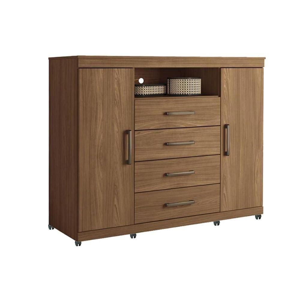 Cômoda Solteiro Master C/ 2 Portas 1 Nicho E 4 Gavetas Jatoba - Santos Andirá